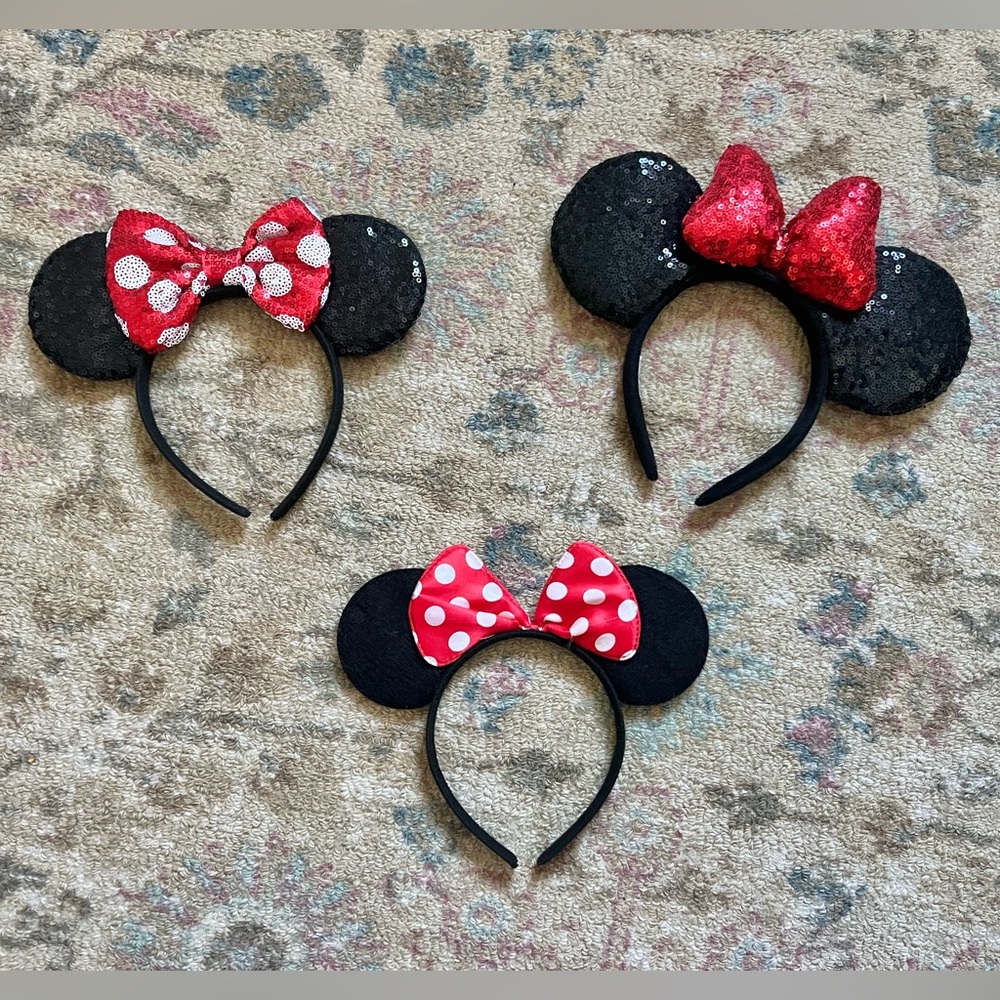 Set of 3 Minnie Mouse Ears Headbands